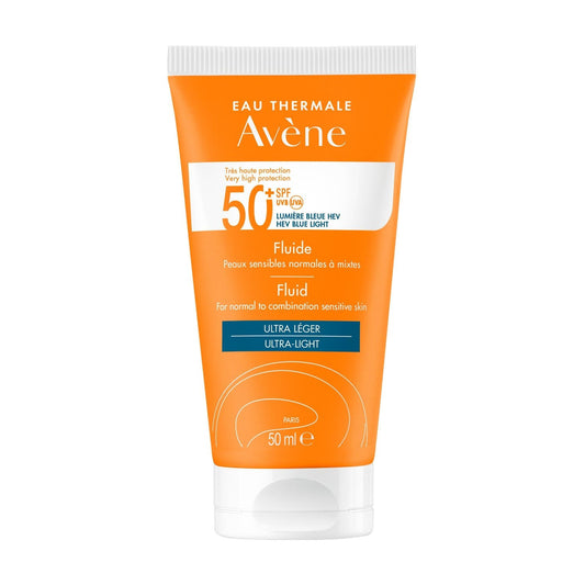 Crème Solaire Visage Peau Sensible Normale à Mixte Très Haute Protection Spf 50+ Fini Invisible EAU THERMALE AVENE le tube de 50mL