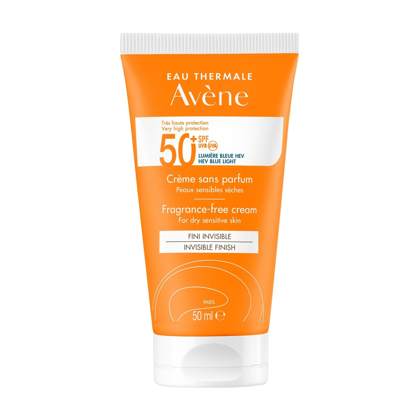 Crème solaire Visage Peau Sensible Sèche Très Haute Protection Spf 50+ Sans Parfum Fini Invisible EAU THERMALE AVENE 