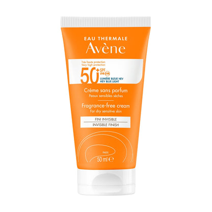 Crème solaire Visage Peau Sensible Sèche Très Haute Protection Spf 50+ Sans Parfum Fini Invisible EAU THERMALE AVENE 