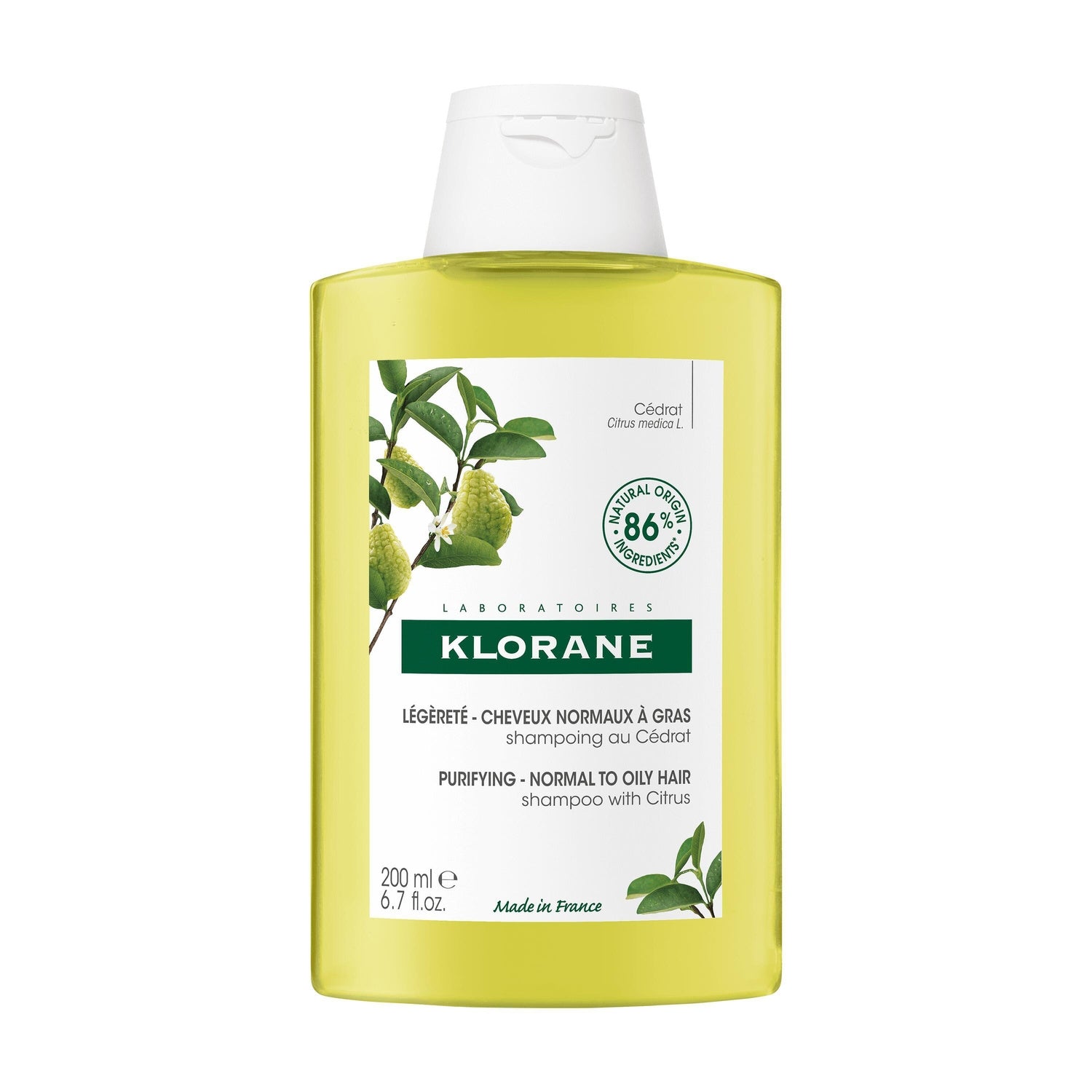 Shampoing Cheveux Normaux à Gras au Cédrat KLORANE 