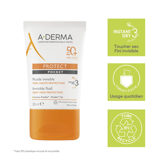 Sunscreen for Fragile, Combination and Oily Skin Very High Protection SPF 50+ Protect Pocket ADERMA