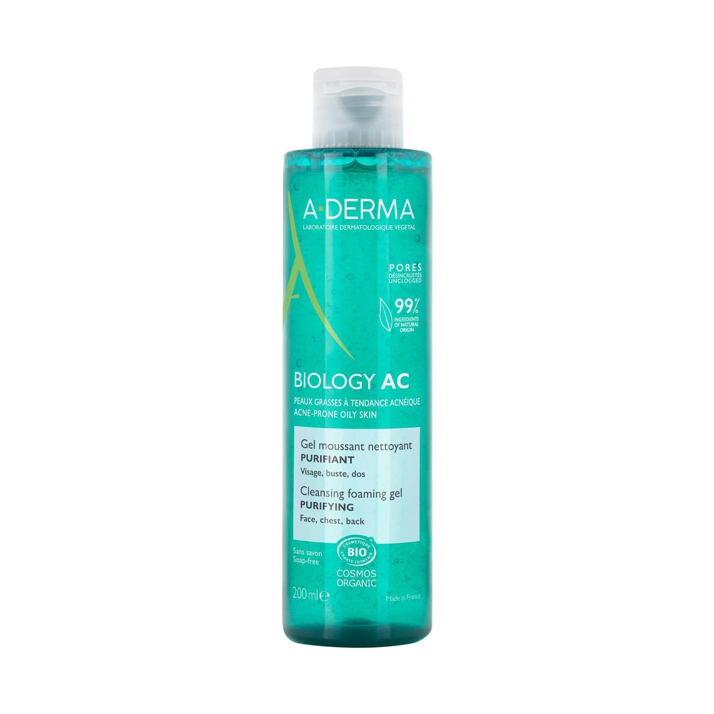 Gel moussant Visage Peau Grasse à Tendance Acnéique Nettoyant Purifiant Ac Bio A-DERMA 