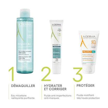 Eau micellaire Visage Yeux Peau Grasse à Imperfections Nettoyante Purifiante Biology A DERMA 
