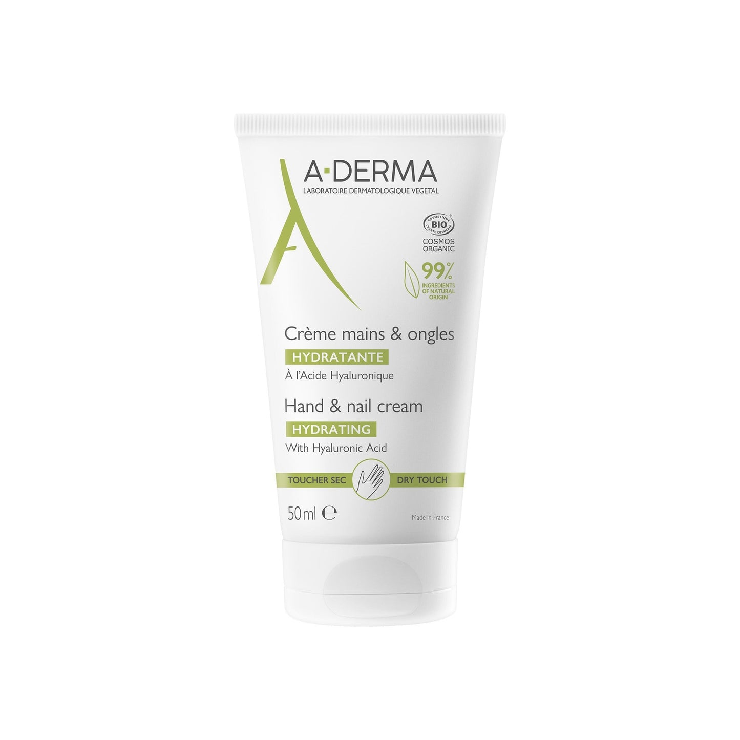 Crème Mains et Ongles Hydrate et Répare à l'Acide Hyaluronique Bio A-DERMA 