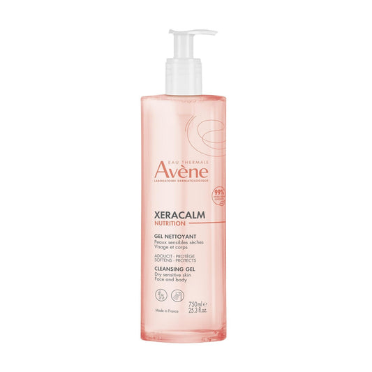 Gel Douche Visage et Corps Peaux Sensibles et Sèches Nutrition Xeracalm AVENE la pompe de 750mL