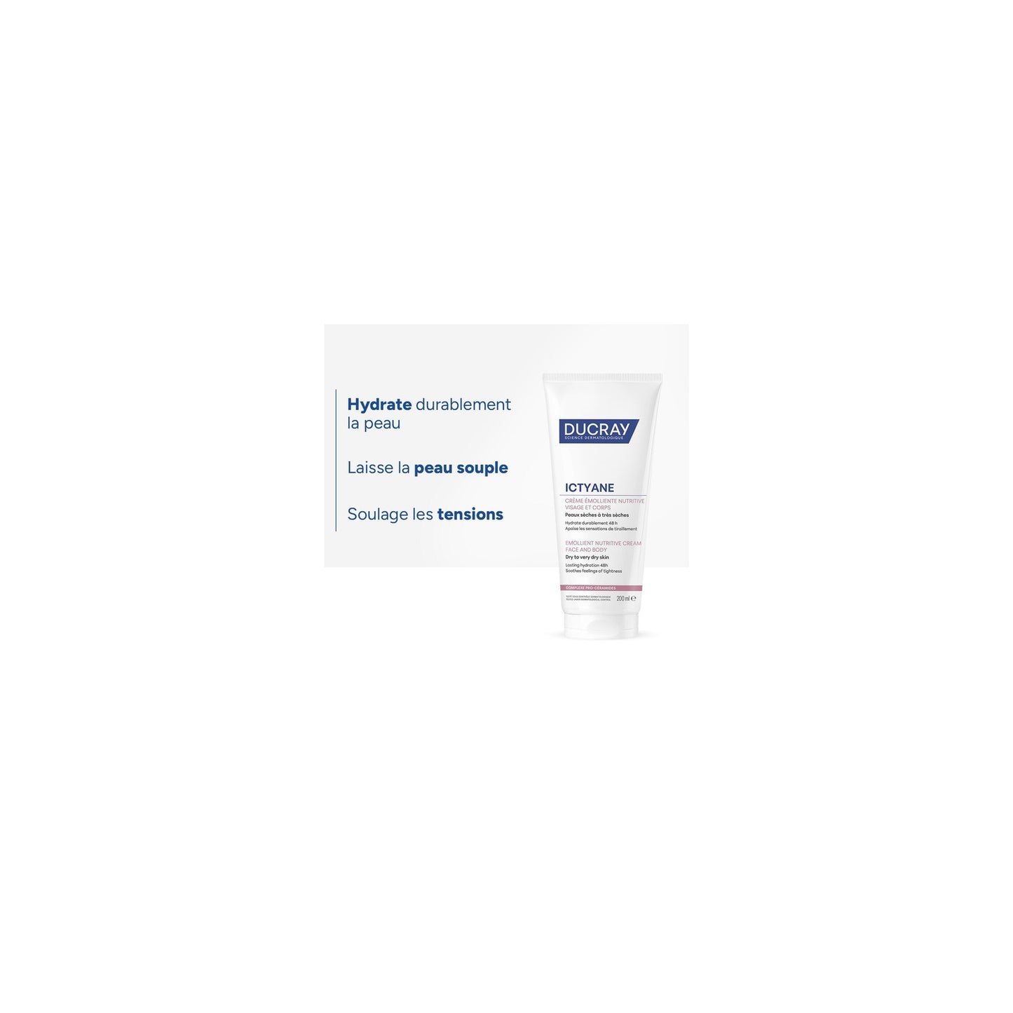Crème Nutritive Anti-dessèchement Corps Peaux Sèches à Très Sèches Ictyane DUCRAY 