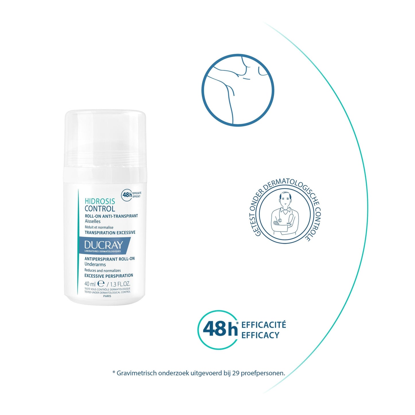 Déodorant Roll-On Femme Anti-Transpirant Efficacité 48h Hidrosis Control DUCRAY