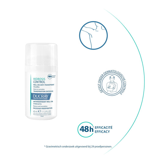 DUCRAY Antitranspirant Roll-On Deodorant für Frauen, 48h Wirksamkeit, Hidrosis Control