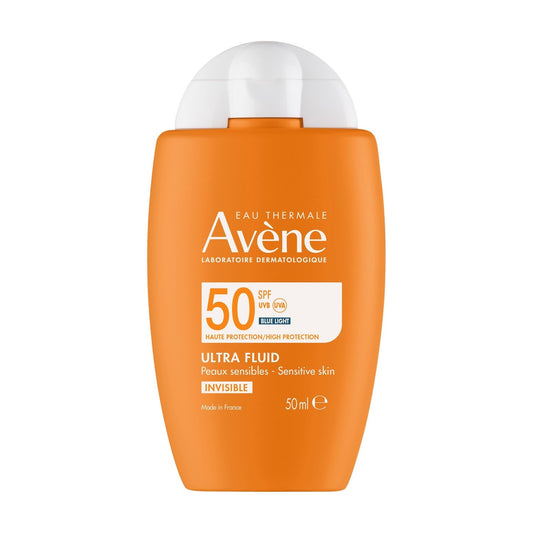 Crème Solaire Visage Peau Sensible Très Haute Protection Spf 50+ Ultra Fluide Invisible EAU THERMALE AVENE le flacon de 50mL