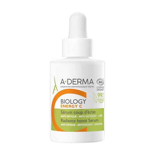 Sérum Visage Anti Fatigue Éclat Vitamine C Peau Sensible A-DERMA le flacon de 30mL