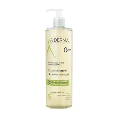 Gel douche Peaux Fragiles et Sèches Surgras Visage et Corps A-DERMA 