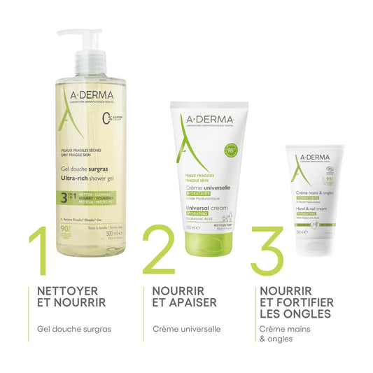 Gel douche Corps Visage Surgras 3 en 1 A-DERMA 