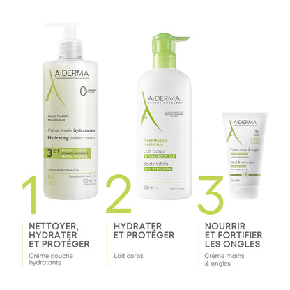 Crème de douche Visage Corps Cheveux Hydratante 3 en 1 Peaux Fragiles A-DERMA 