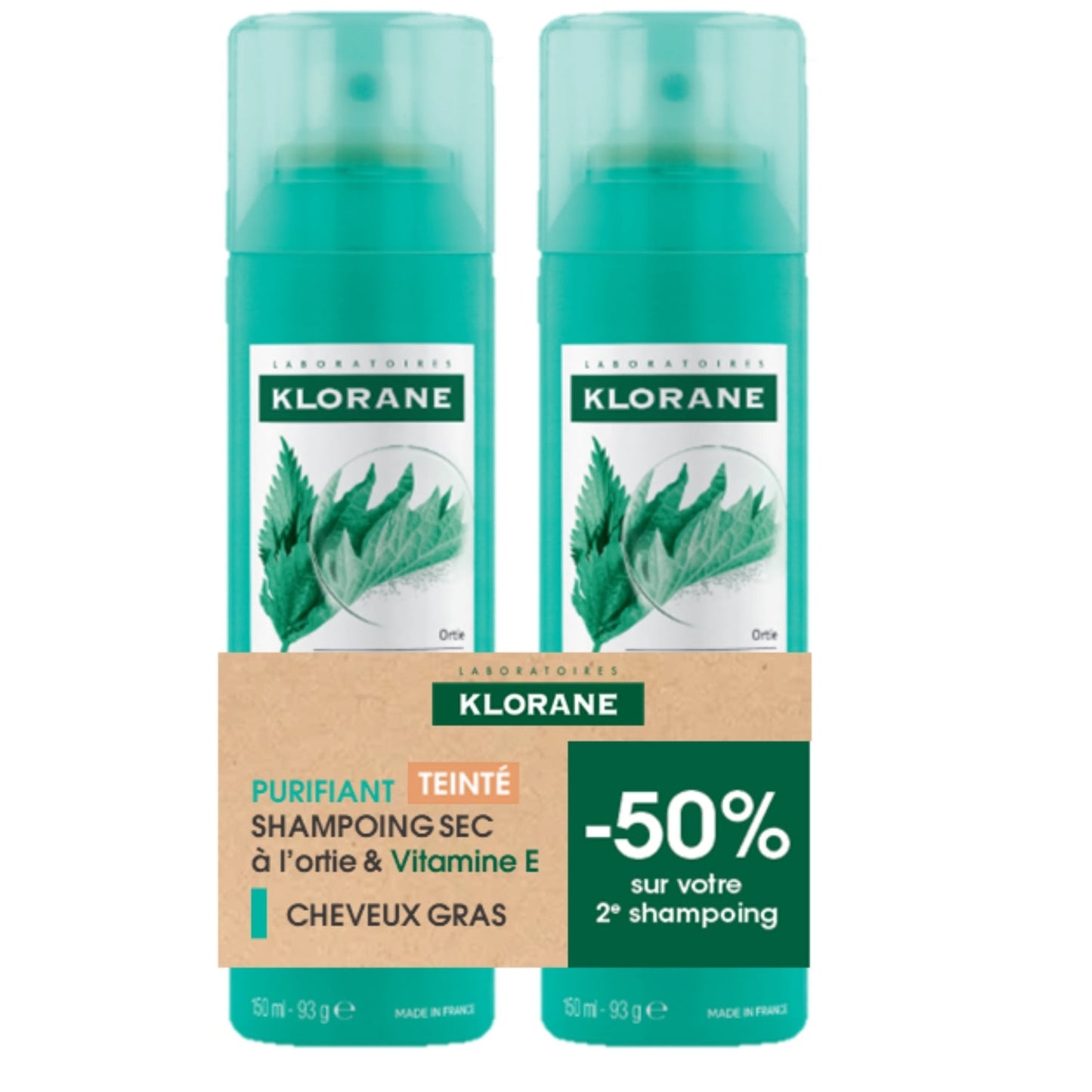 Shampoing Sec Cheveux Gras Purifiant Teinté Ortie et Vitamine E KLORANE 