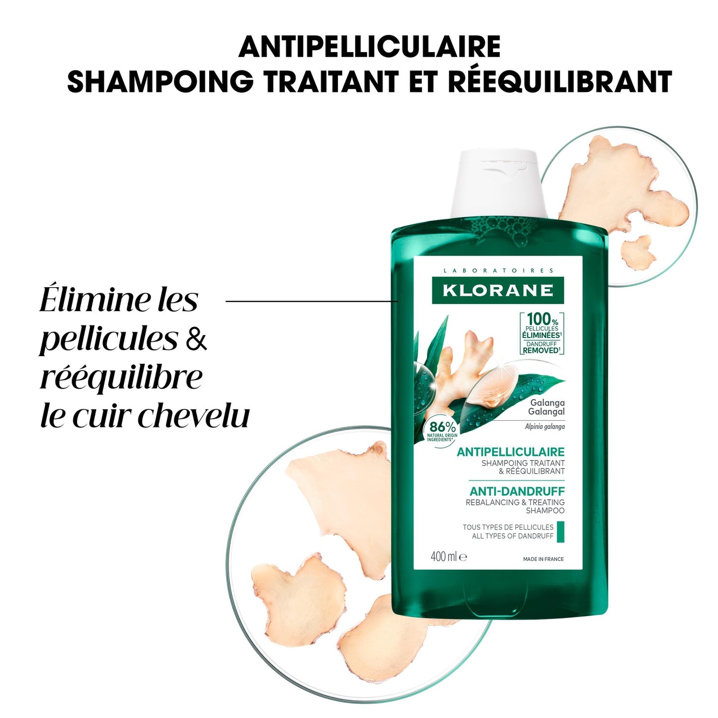 Shampoing Antipelliculaire au Galanga KLORANE 