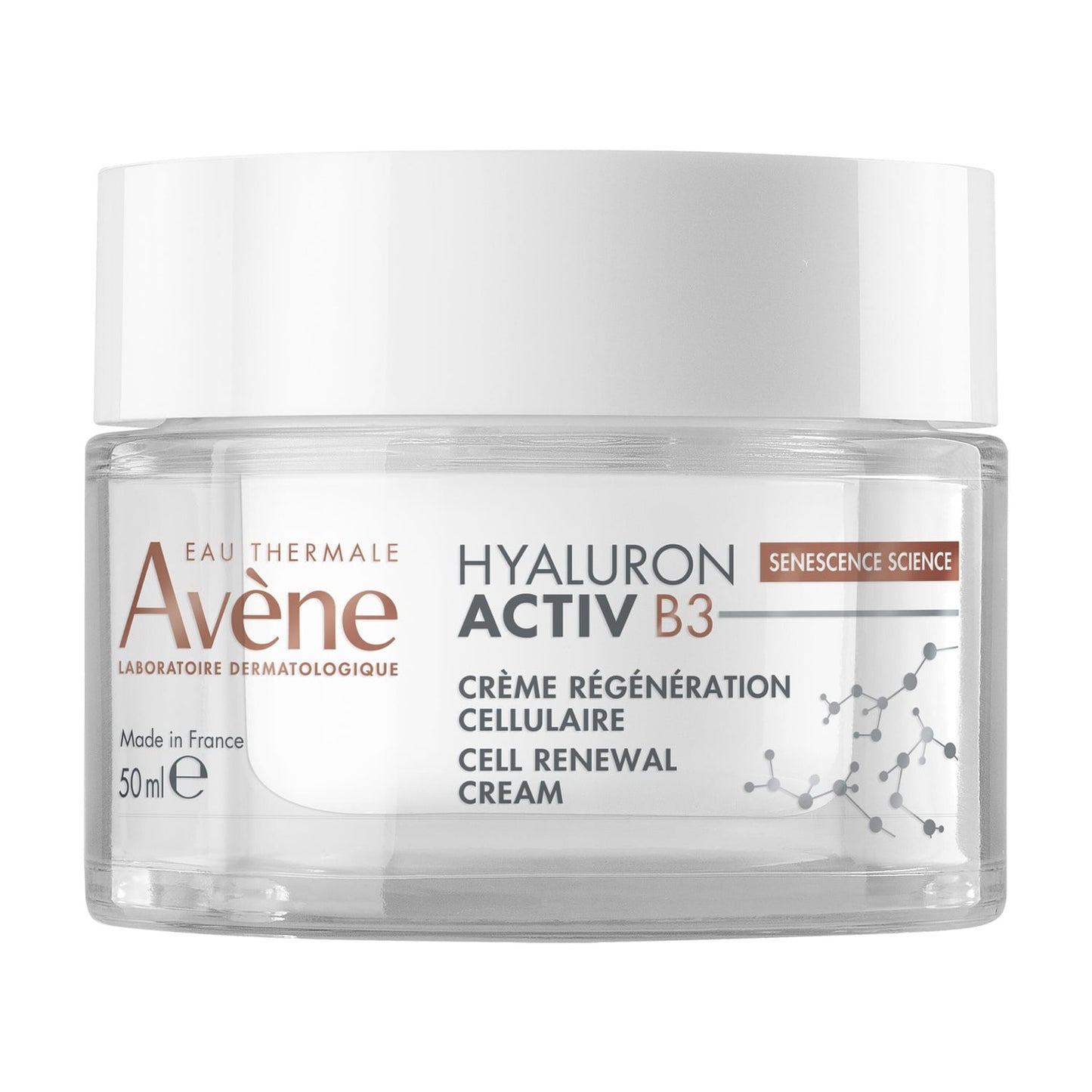 Crème Régénération Cellulaire Visage Toutes Peaux Même Sensibles Anti-âge Acide Hyaluronique Niacinamide Raffermissante Éclatante 92% D'Ingrédients D'Origine Naturelle Hyaluron Activ B3 AVENE 