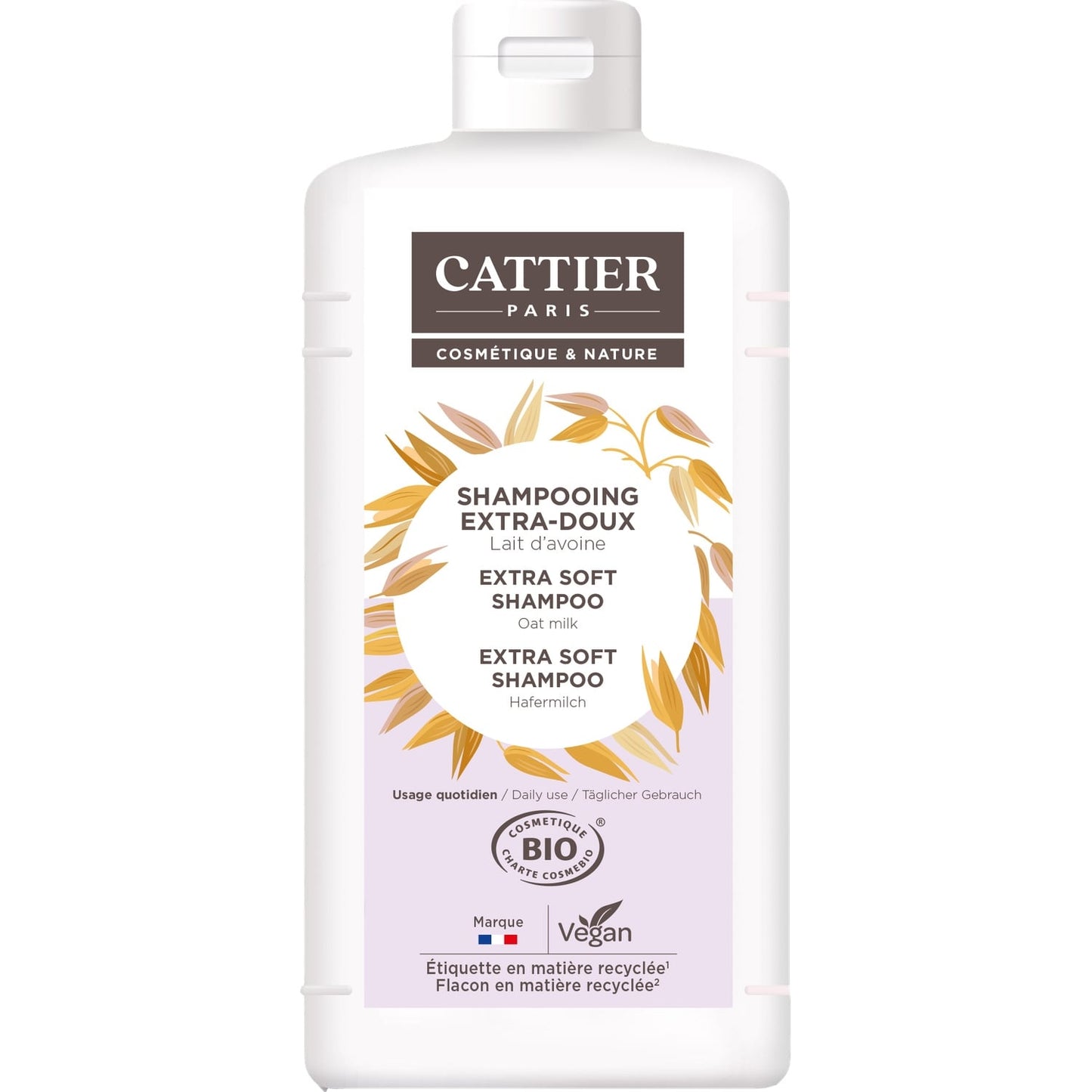 Shampoing Cheveux Normaux Extra Doux au Lait d'Avoine Bio CATTIER 