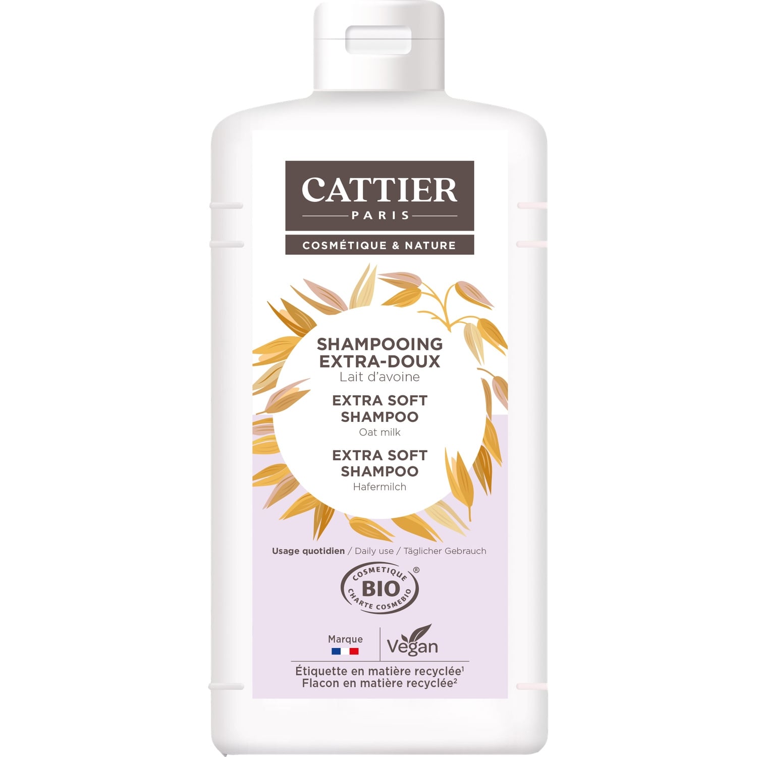 Shampoing Cheveux Normaux Extra Doux au Lait d'Avoine Bio CATTIER 