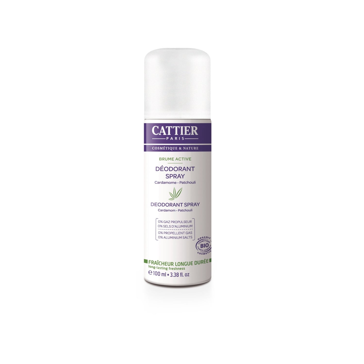 Déodorant Spray Femme Bio Cardamome Patchouli Brume Active CATTIER 