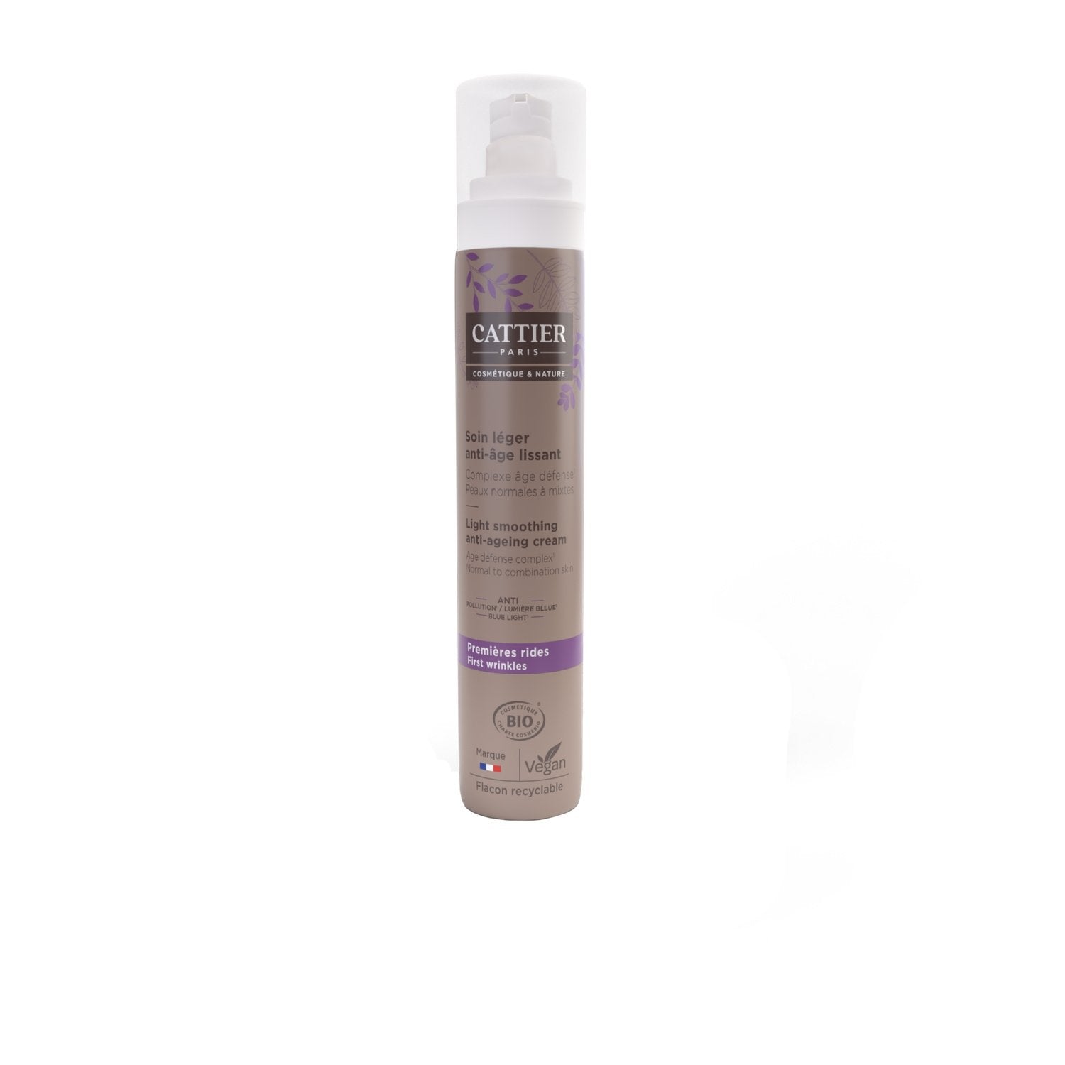 Crème de Jour Visage Femme Anti-Rides Lissant et Eclat Bio CATTIER le flacon de 50mL