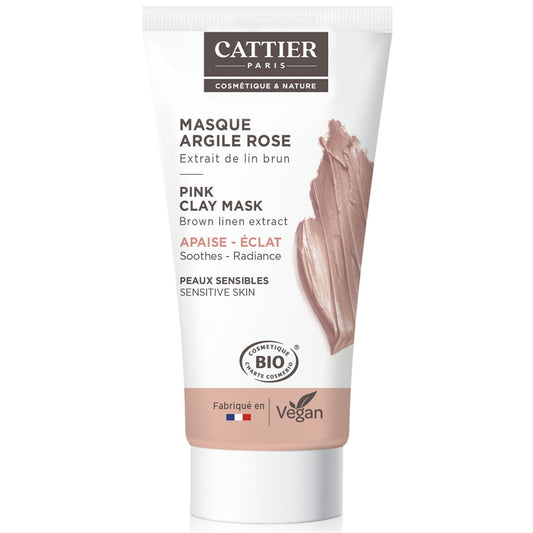 Masque Visage Peau Sensible et Réactive Purifiant Douceur Argile Rose CATTIER le tube de 30mL