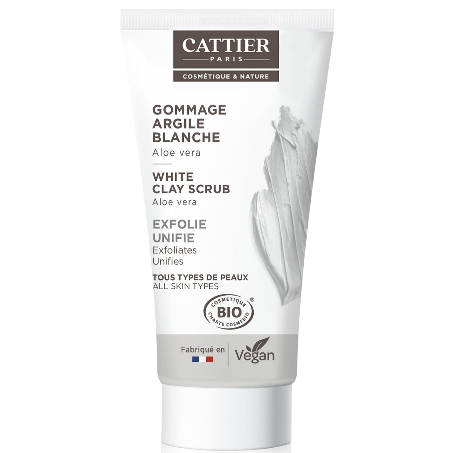 Gommage Visage Toutes Peaux Exfoliant Purifiant Doux Argile Blanche CATTIER 