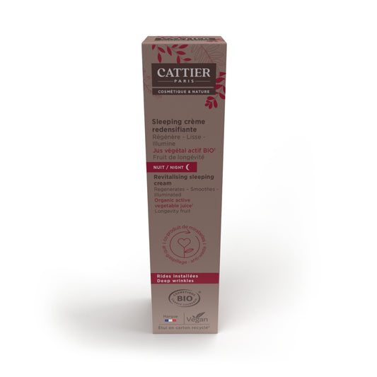 Crème Sleeping Redensifiante Nuit Visage Et Décolleté Anti-âge Régénère Lisse Illumine Rides Installées Riche Réconfortante Bio CATTIER 