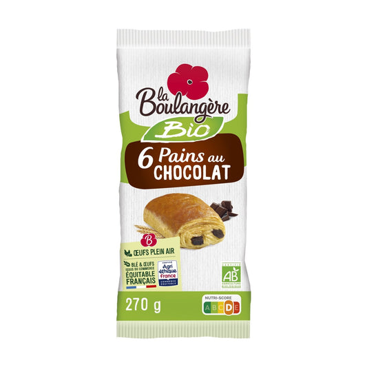 Pains au Chocolat Bio LA BOULANGERE le sachet de 6 - 270 g