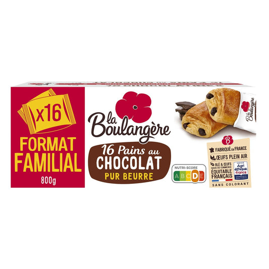 Pains au Chocolat Pur Beurre LA BOULANGERE le paquet de 16 - 800 g