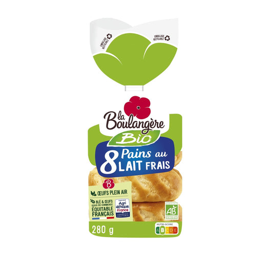 Pains au Lait Bio LA BOULANGERE le paquet de 8 - 280 g
