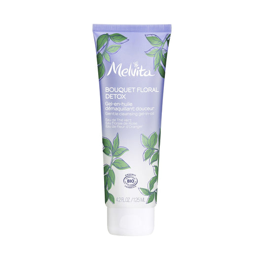 Gel Visage Toutes Peaux Démaquillant Détox au Thé Vert Rose et Fleur d'Oranger MELVITA le tube de 125mL