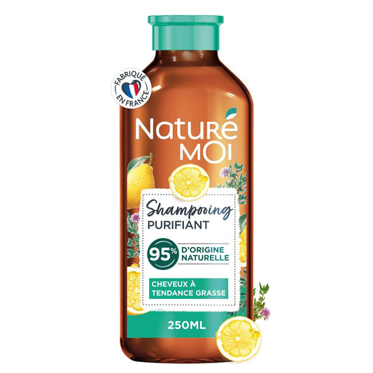 Shampoing Purifiant Cheveux à Tendance Grasse Thym et Citron Bio de Provence NATURE MOI le flacon de 250mL