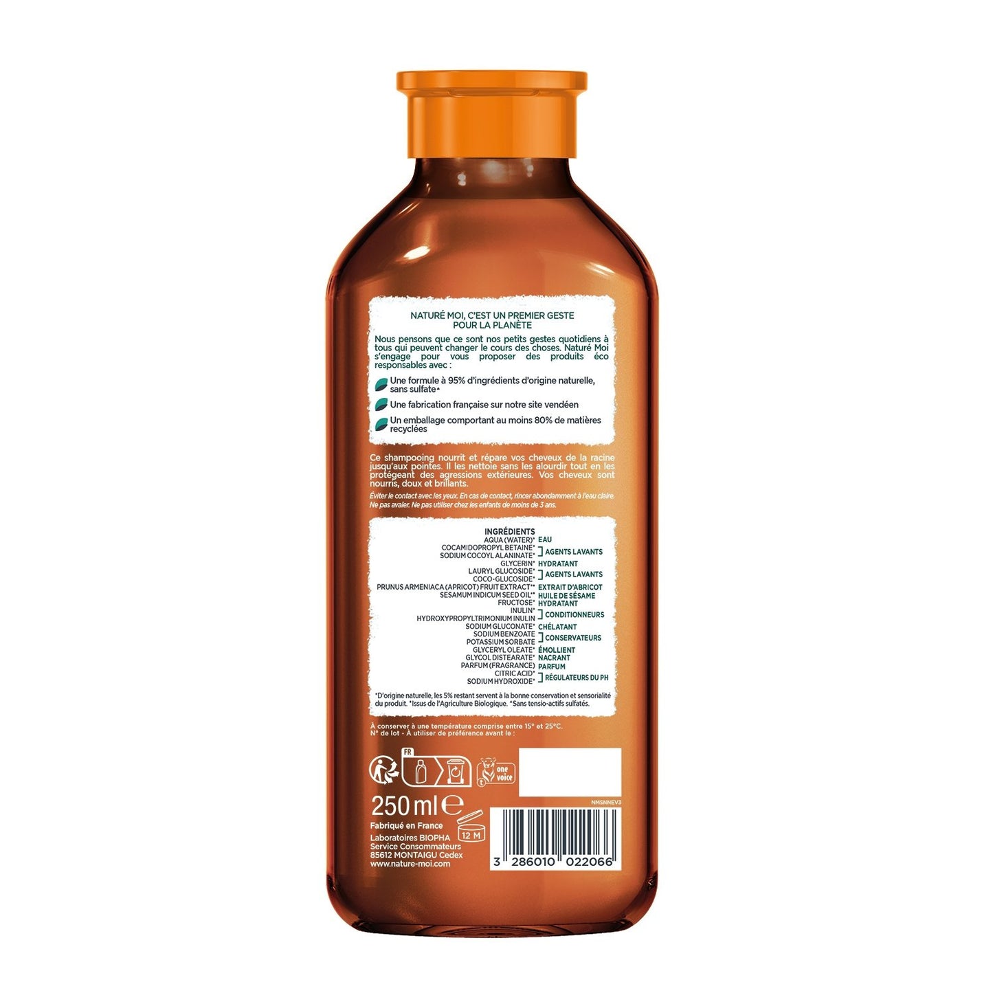 Nourishing Shampoo for Dry and Damaged Hair with Organic Apricot and Organic Sesame Oil NATURE MOI