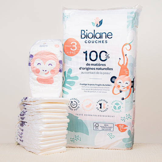 Couches Bébé Taille 3 4-9kg Naturelles BIOLANE