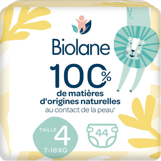 Couches Bébé Taille 4 7-18kg Naturelles BIOLANE le paquet de 44 couches