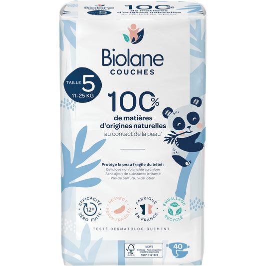 Baby Diapers Size 5 11-25kg Natural BIOLANE