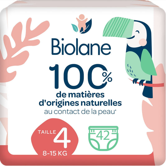 Couches-Culottes Taille 4 8-15kg Naturelles BIOLANE le paquet de 42 couches culottes