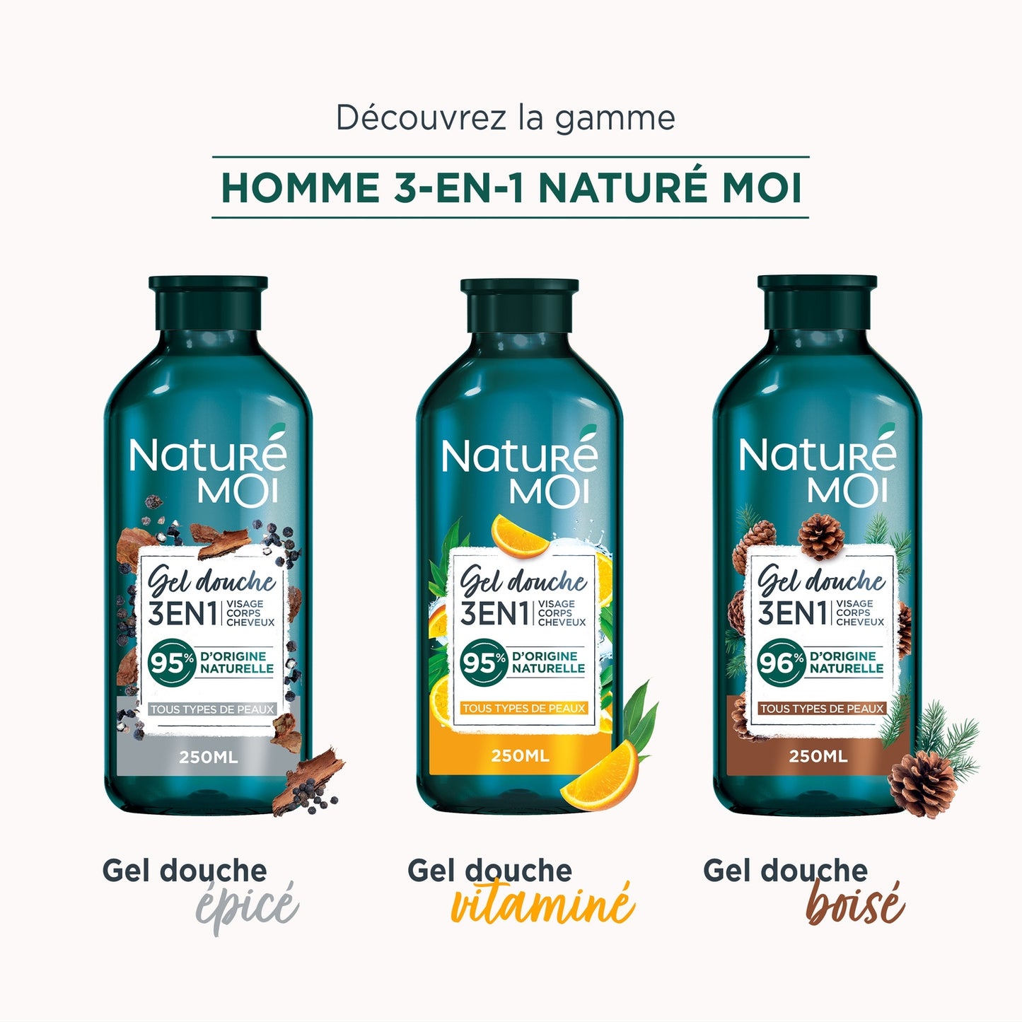 NATURÉ MOI 3 in 1 Maritime Pine Men's Shower Gel