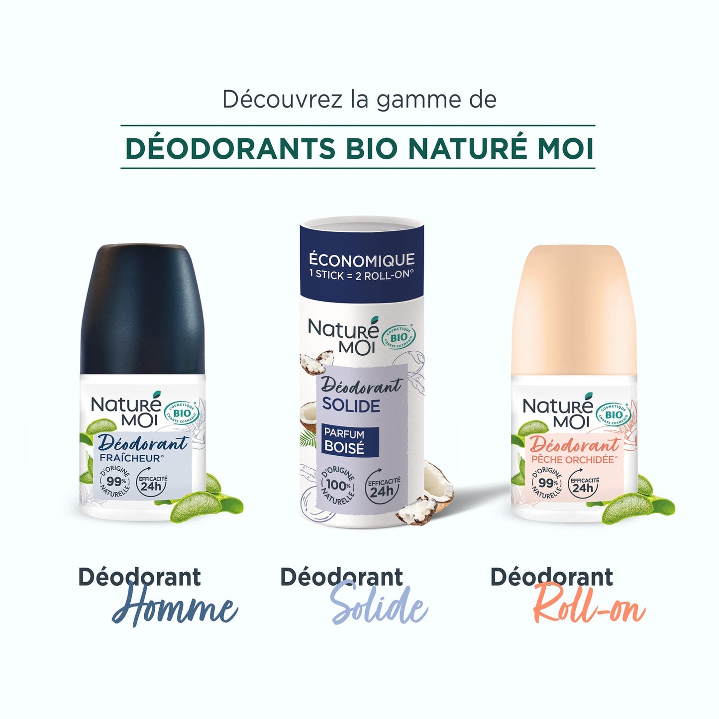 NATURÉ MOI Men's Freshness Roll-On Deodorant with Organic Aloe Vera &amp; Magnesium