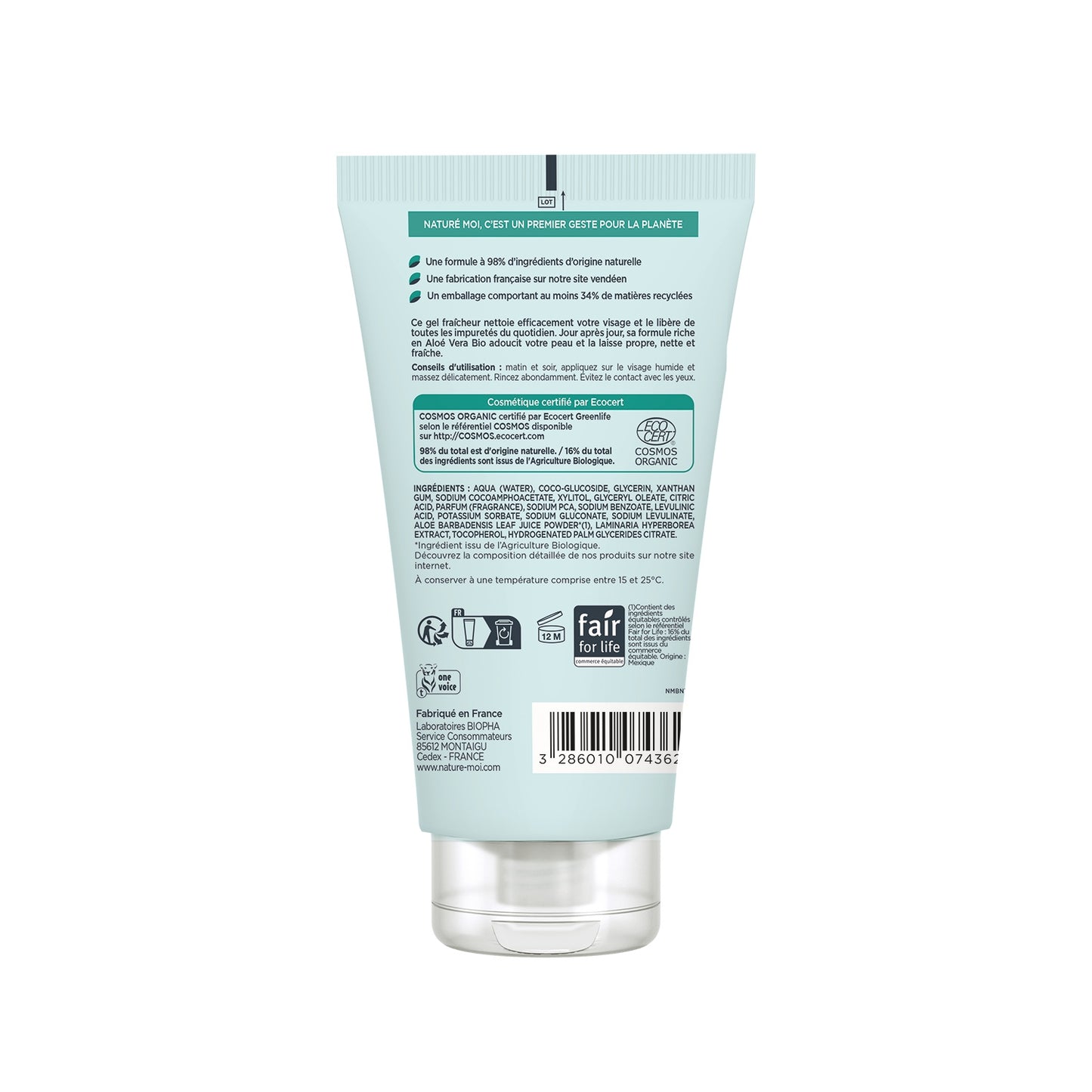 Fresh Facial Cleansing Gel Cleanses &amp; Softens Organic Aloe Vera NATURÉ MOI
