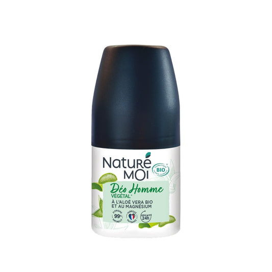 NATURÉ MOI Men's Plant-Based Roll-On Deodorant with Organic Aloe Vera and Magnesium