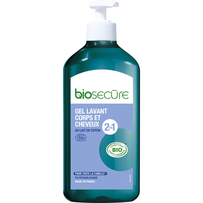 Gel douche Enfant Corps et Cheveux au Lait de Coton Bio BIOSECURE 
