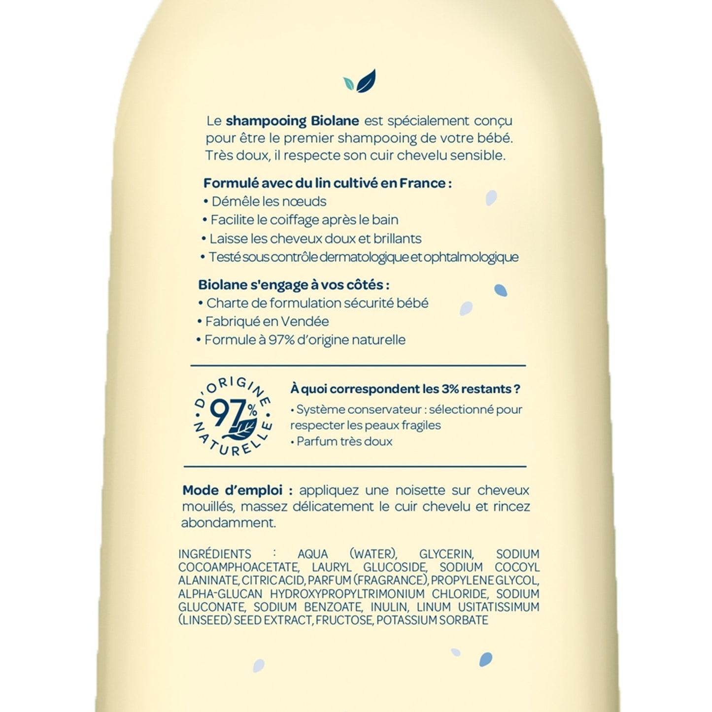 Shampoing Bébé Doux Démêlant Cheveux BIOLANE