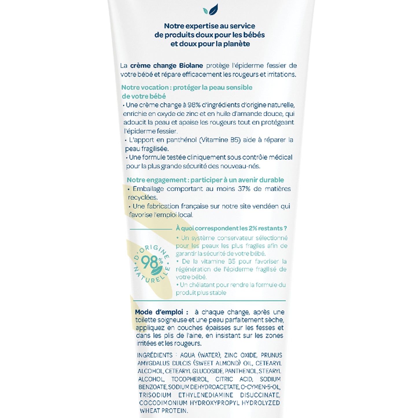 Crème change bébé Dermo-pédiatrie Siège bébé Répare et protège BIOLANE 