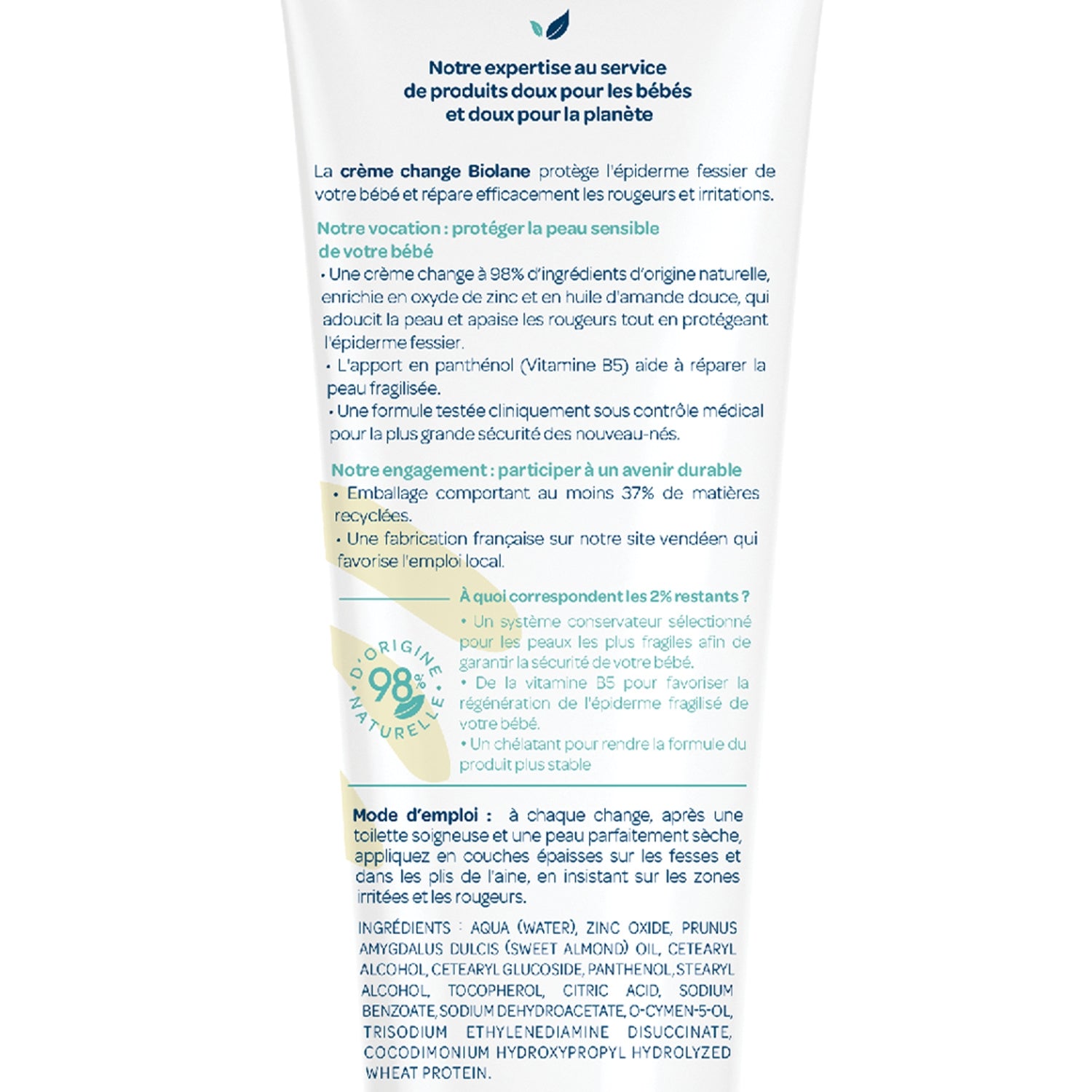 Crème change bébé Dermo-pédiatrie Siège bébé Répare et protège BIOLANE 