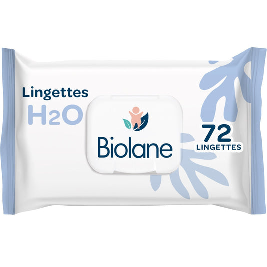 Lingettes Bébé Nettoyantes Corps et Siège H2o Peaux Sensibles BIOLANE le paquet de 72 lingettes