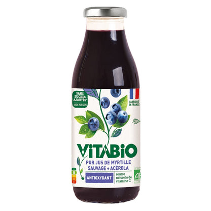 Jus Myrtille Sauvage 100% Pur Jus Sans Sucres Ajoutés Bio VITABIO