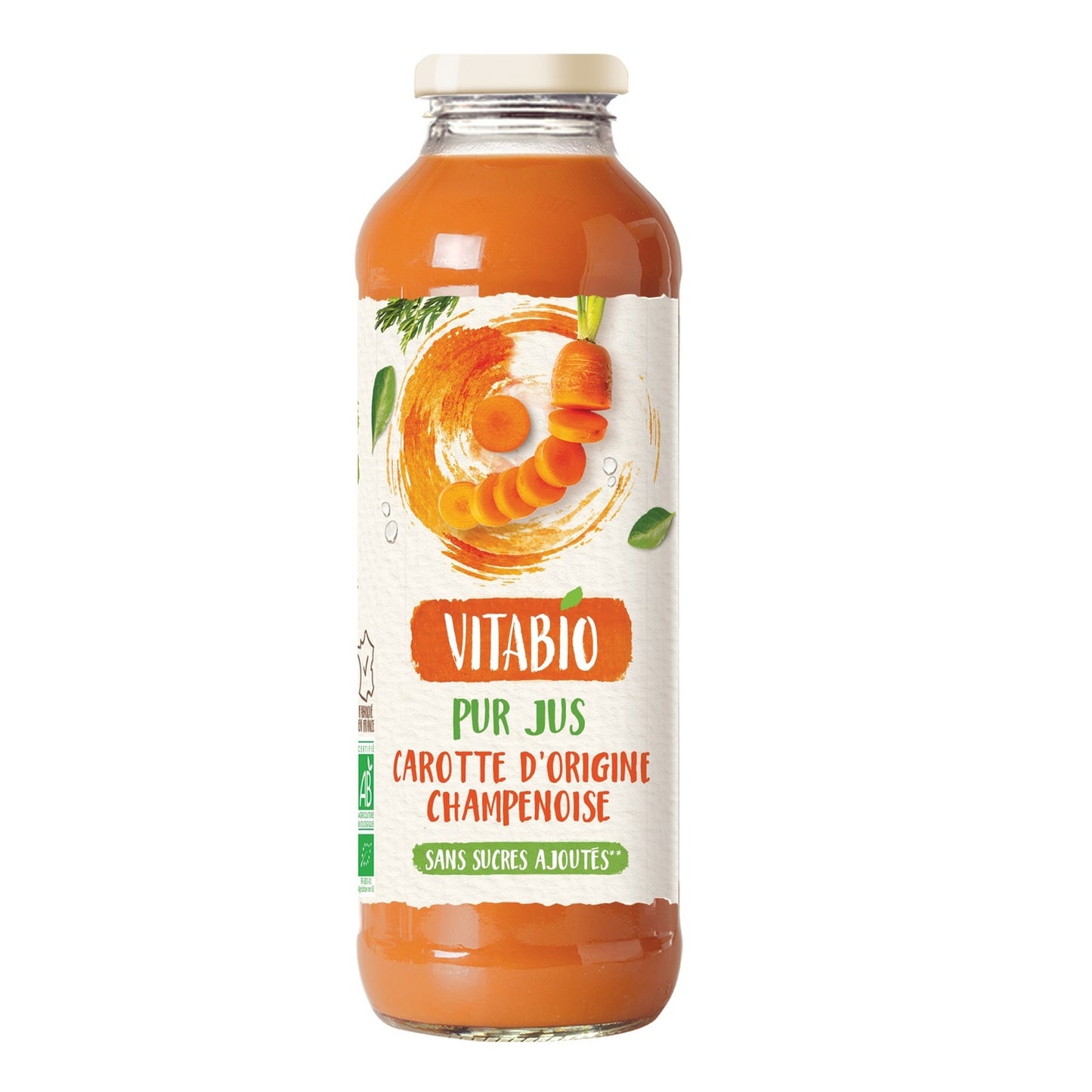 Jus carotte de France 100% pur jus sans sucres ajoutés Bio VITABIO 