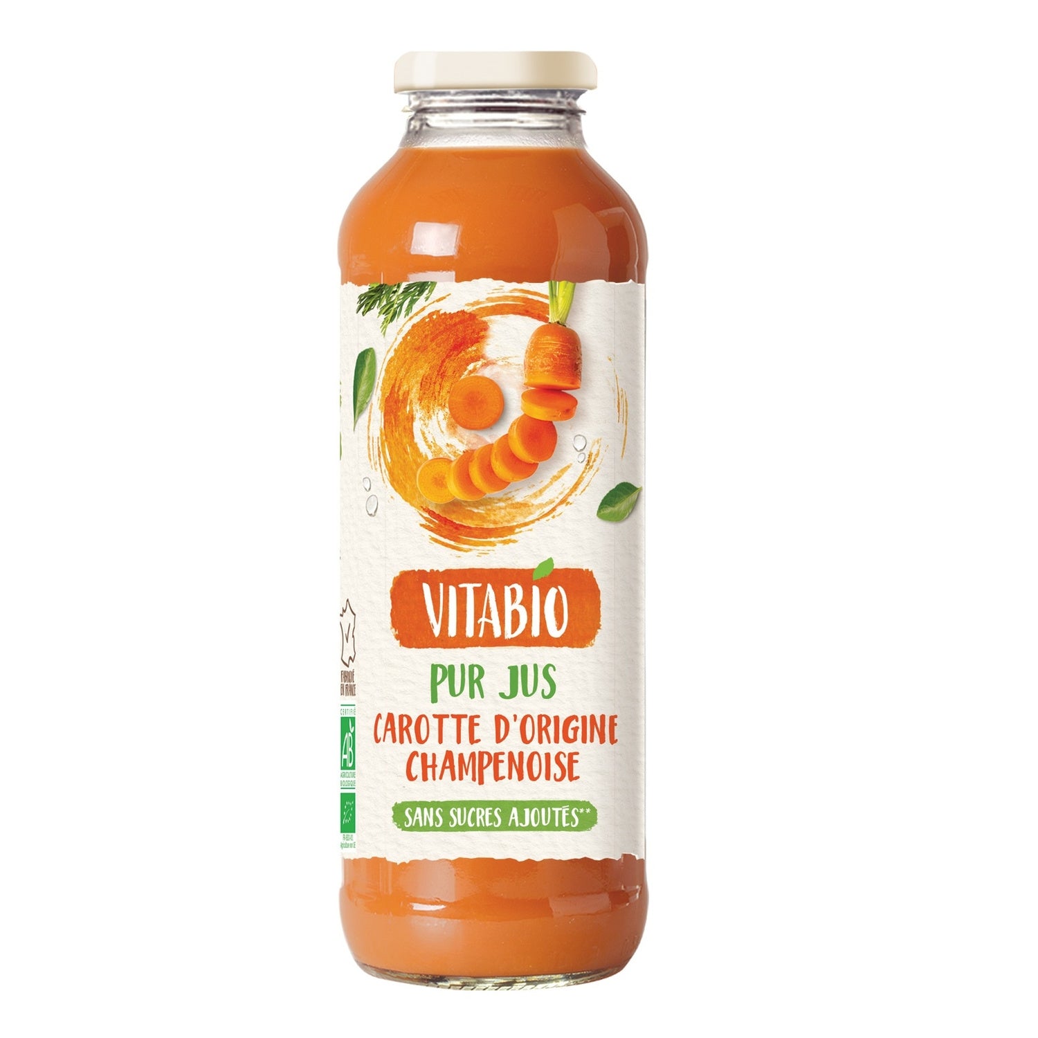 Jus carotte de France 100% pur jus sans sucres ajoutés Bio VITABIO 