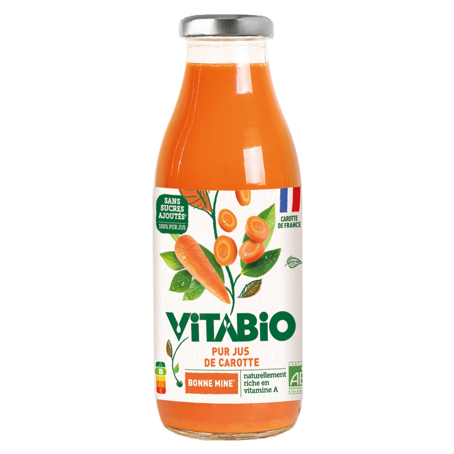 Jus carotte de France 100% pur jus sans sucres ajoutés Bio VITABIO 